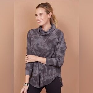 Michael Stars Marcy Thermal Blue Camo Turtle Neck